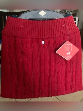 NWT St. John Red Cable-Knit Dog Sweater